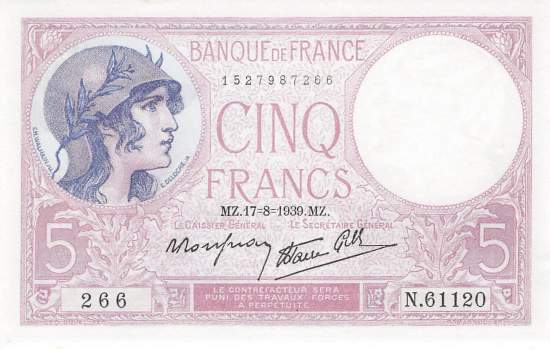 5 Francs 1939
